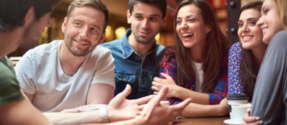 group of friends socialising