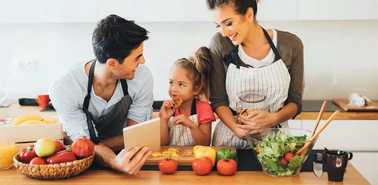 Family enjoying healthy eating